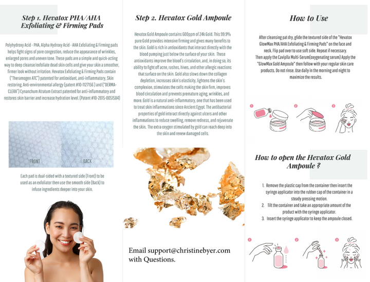 HEVATOX: Glowmax Daily Skin Renewal System instructions