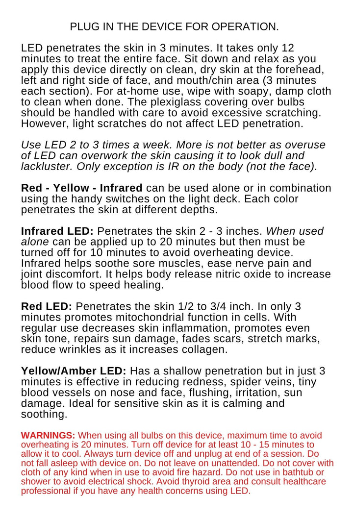 Glow Younger TriLight LED Device instructions